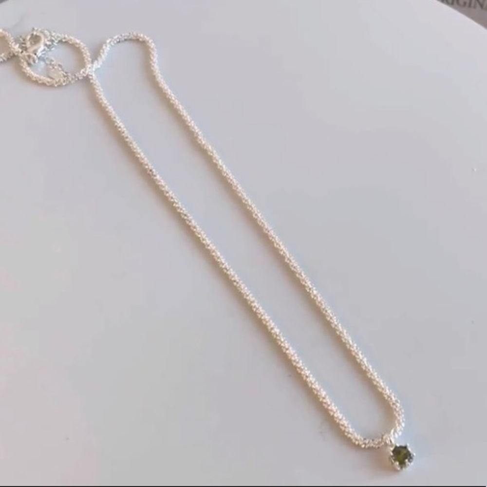 Simulated Emerald CZ Necklace – 14K Gold Plated 925 Silver, Dainty Round Pendant - Picture 6 of 11